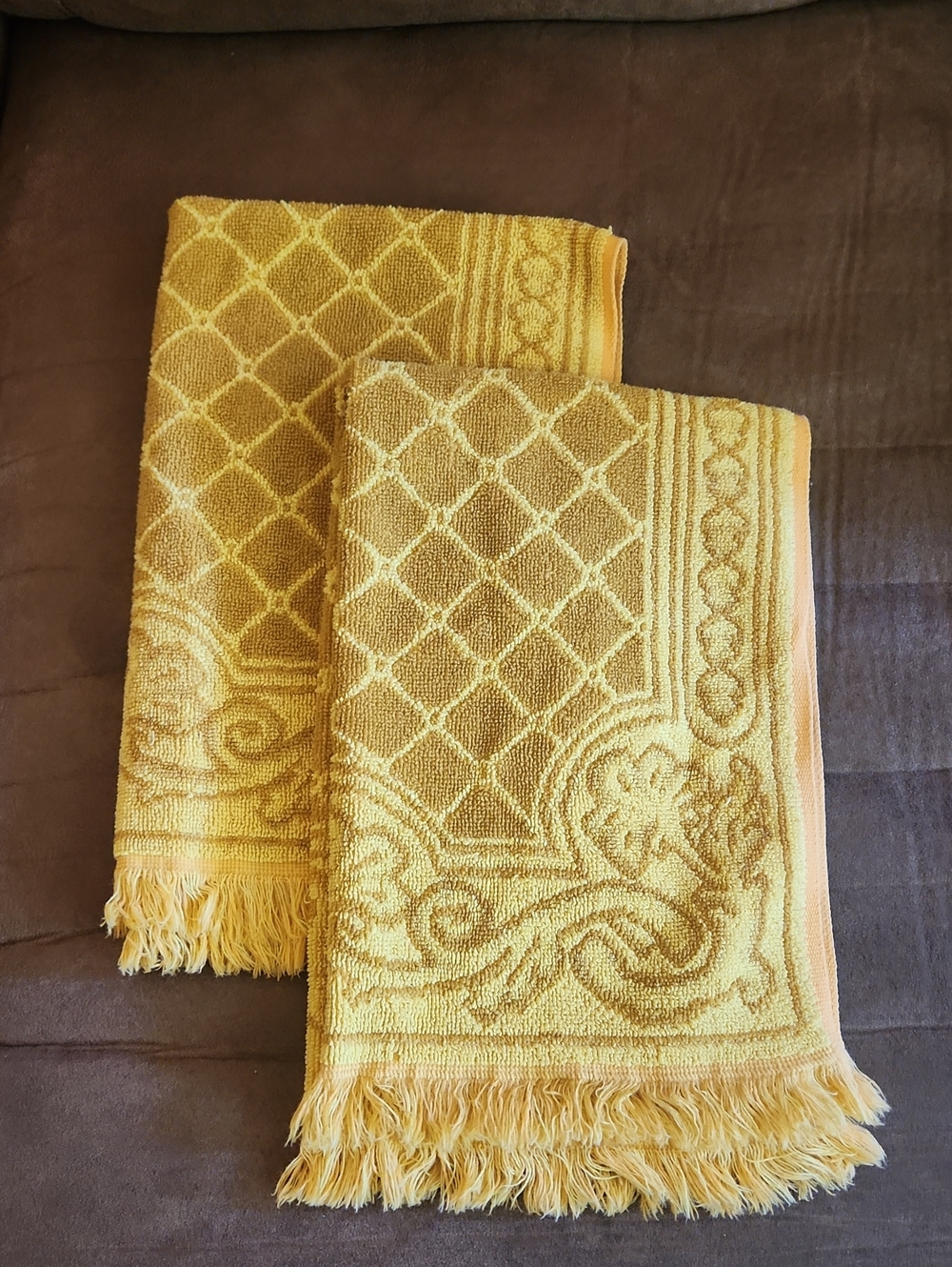 Vintage Martex Gold Colored 2 Piece Guest Hand Towel Set MCM